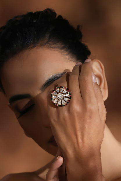 Polki Embellished Adjustable Ring 