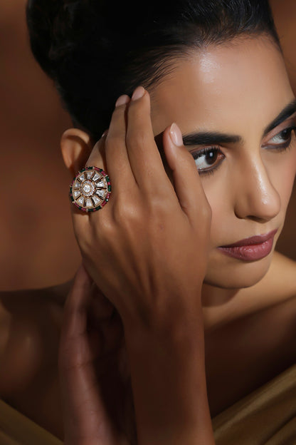 Polki Embellished Adjustable Ring 