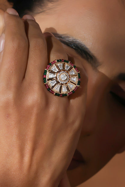 Polki Embellished Adjustable Ring 