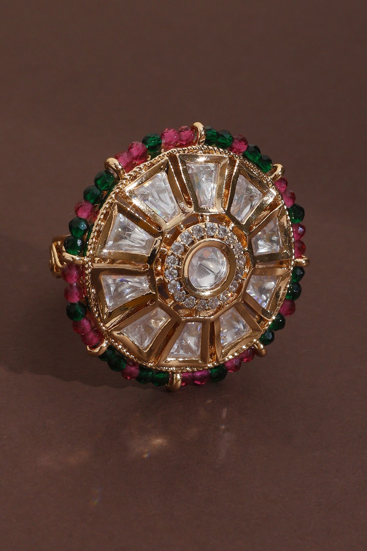 Polki Embellished Adjustable Ring 