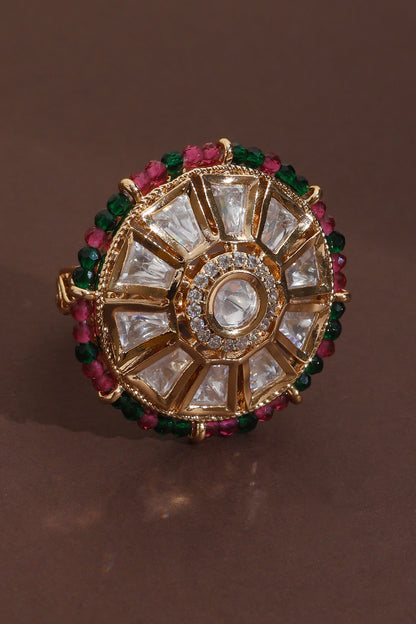 Polki Embellished Adjustable Ring 