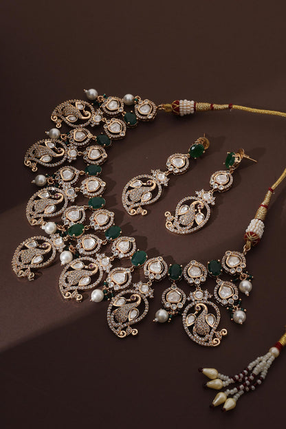 Rose Gold Polki & Stone Necklace Set 