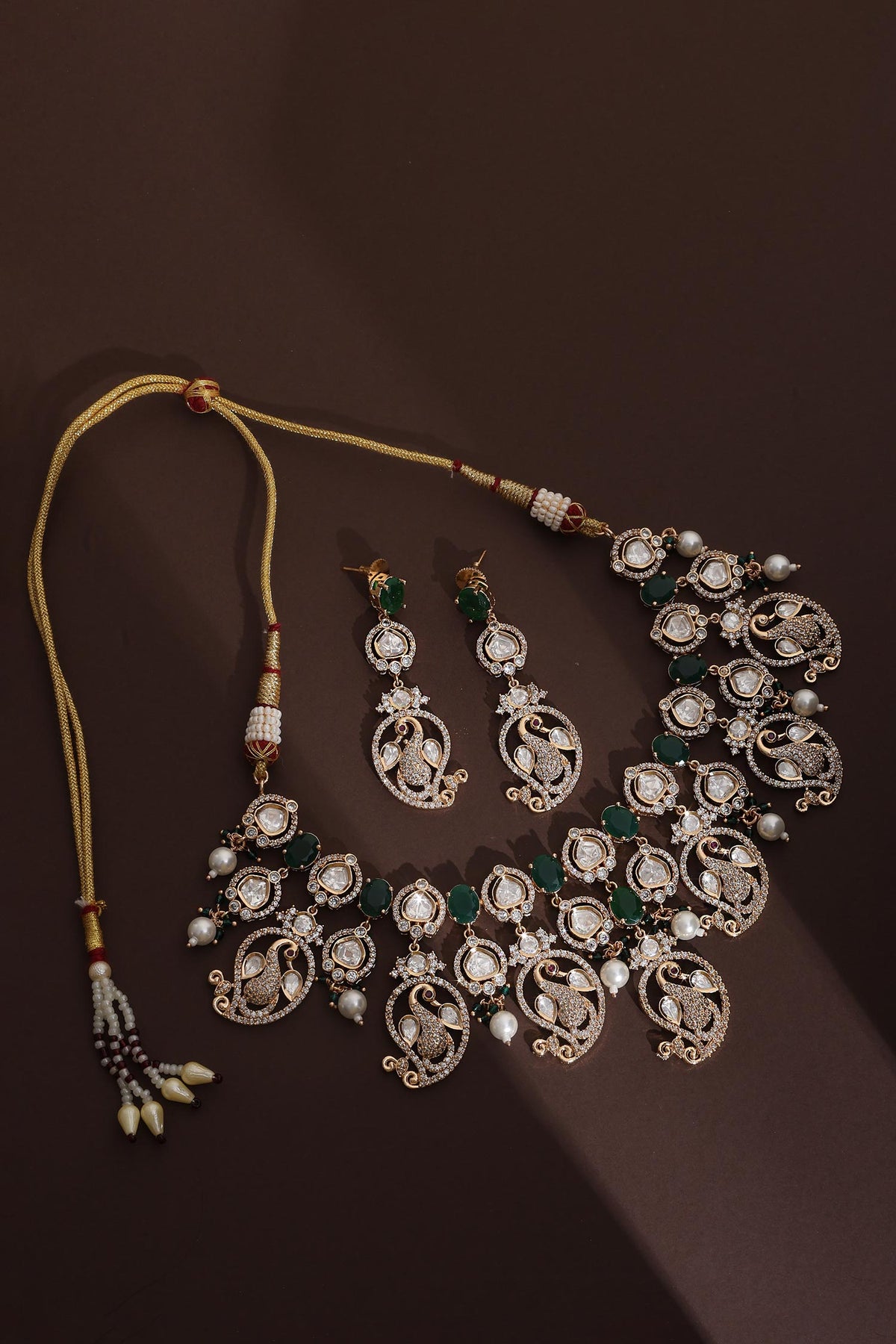 Rose Gold Polki & Stone Necklace Set 