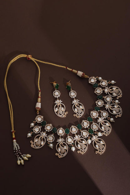 Rose Gold Polki & Stone Necklace Set 