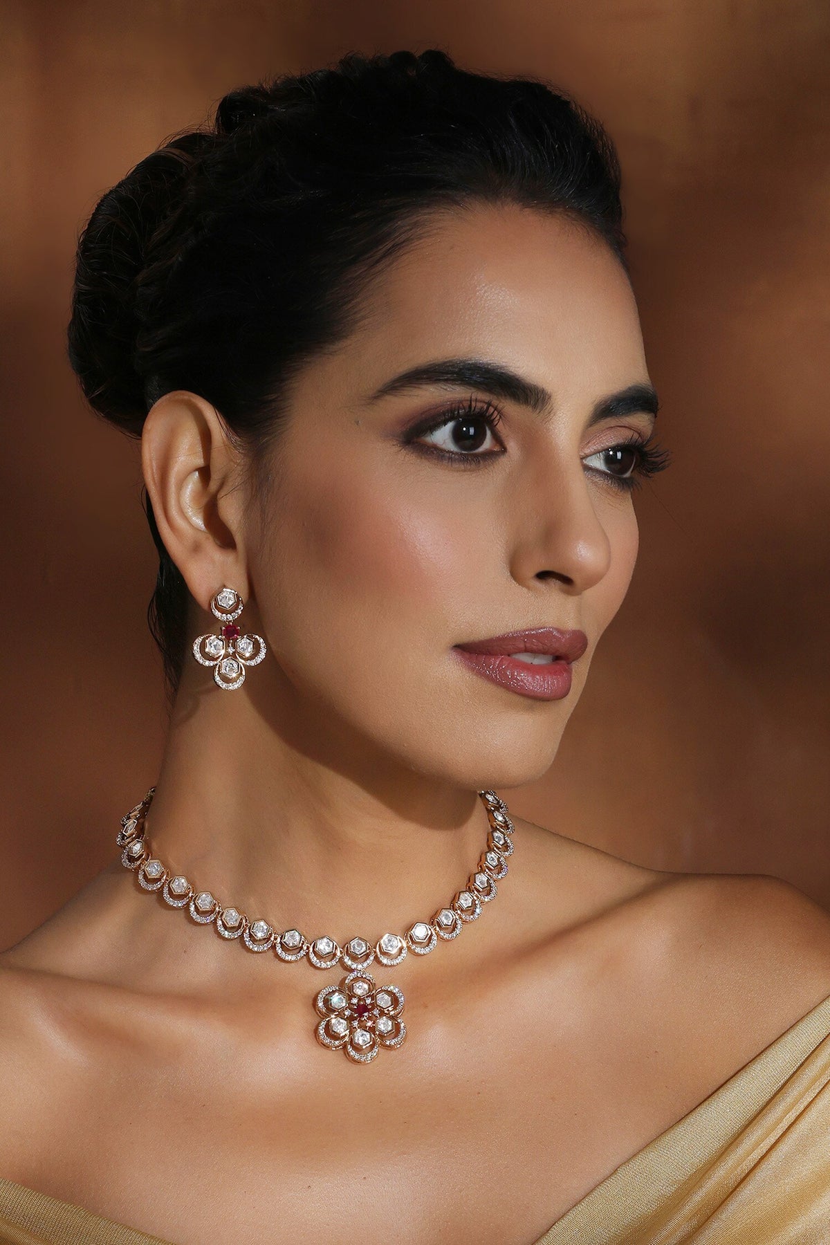 Floral Polki Necklace Set 