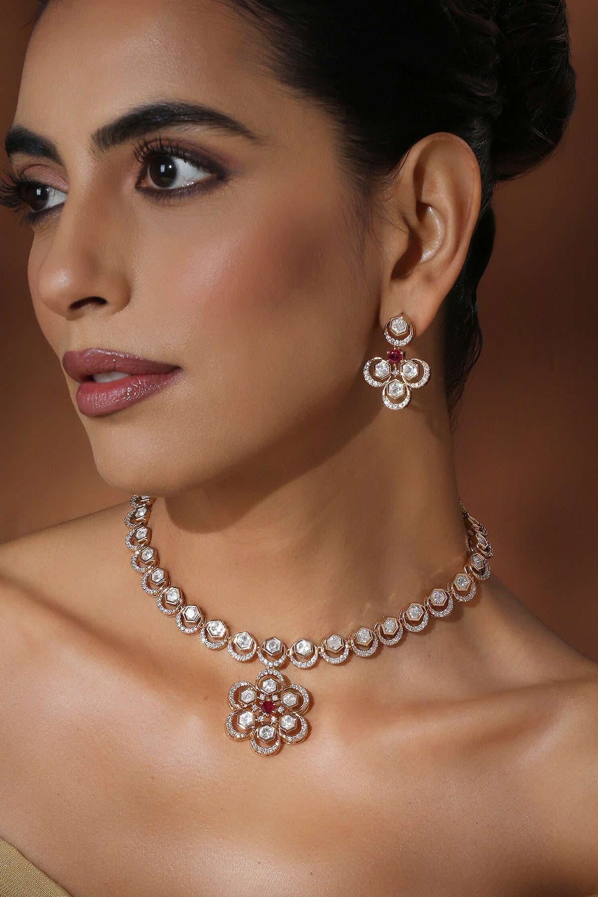 Floral Polki Necklace Set 