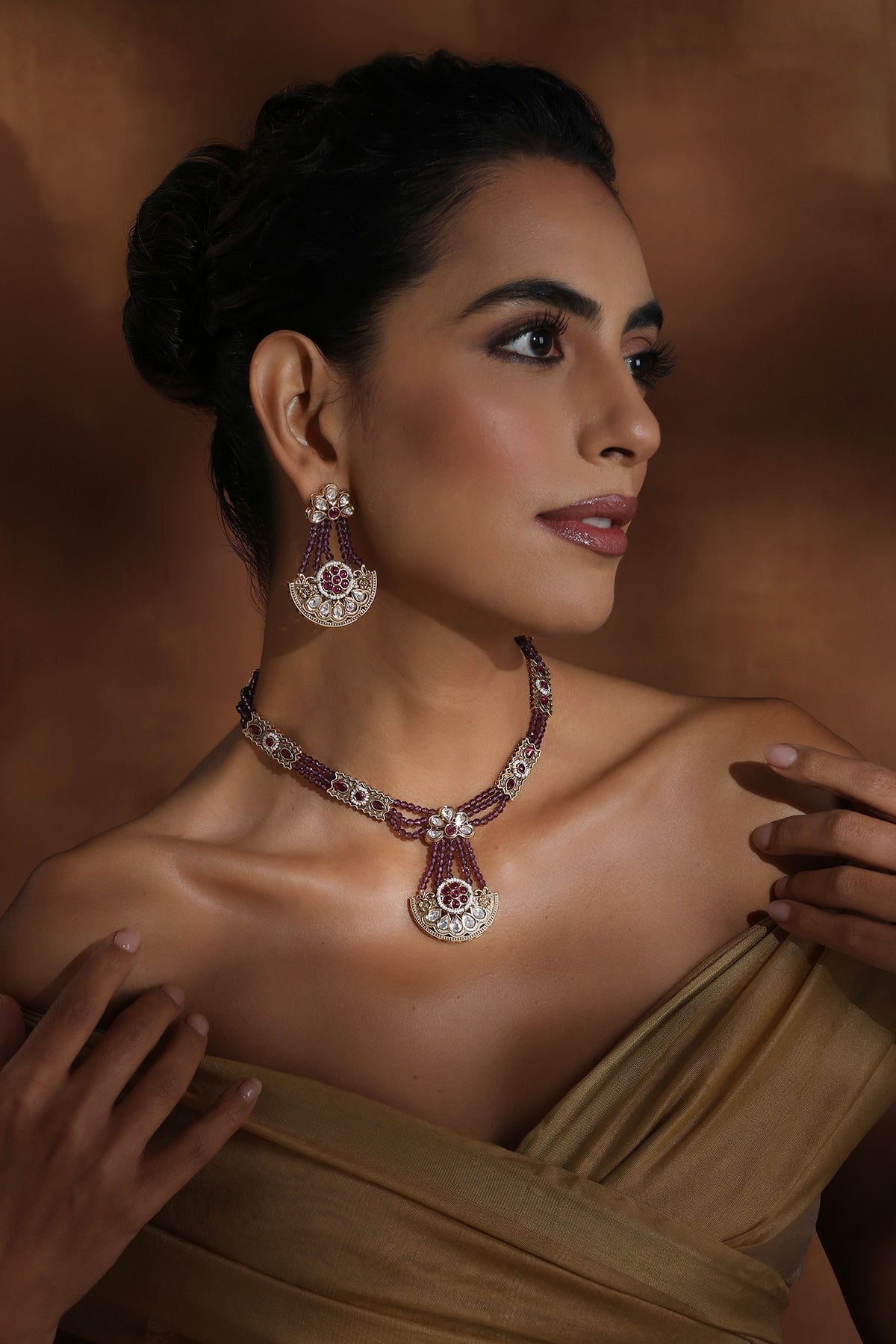 Polki Beaded Necklace Set 