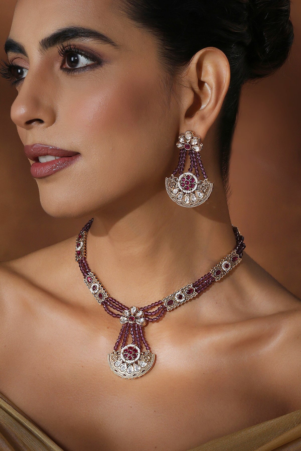 Polki Beaded Necklace Set 