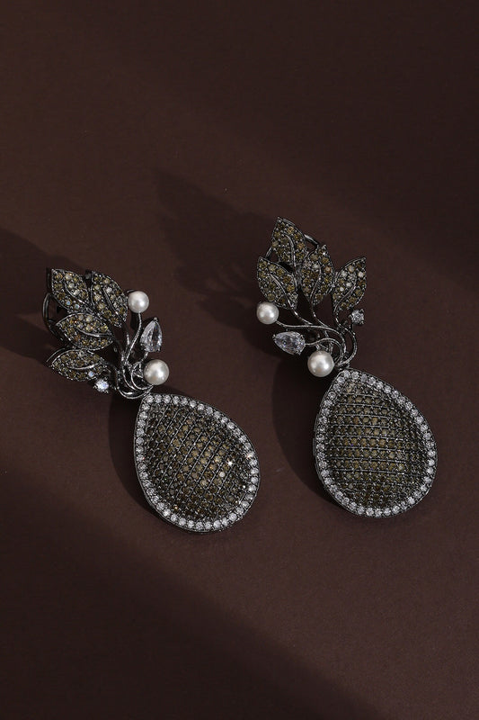 Cubic Zirconia Vine Drop Earrings 