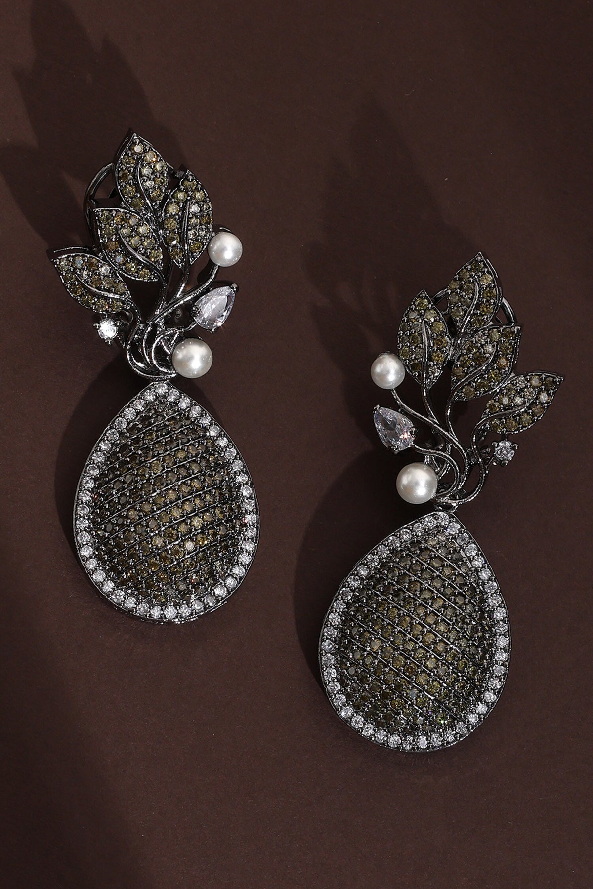 Cubic Zirconia Vine Drop Earrings 