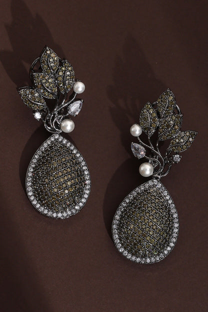 Cubic Zirconia Vine Drop Earrings 