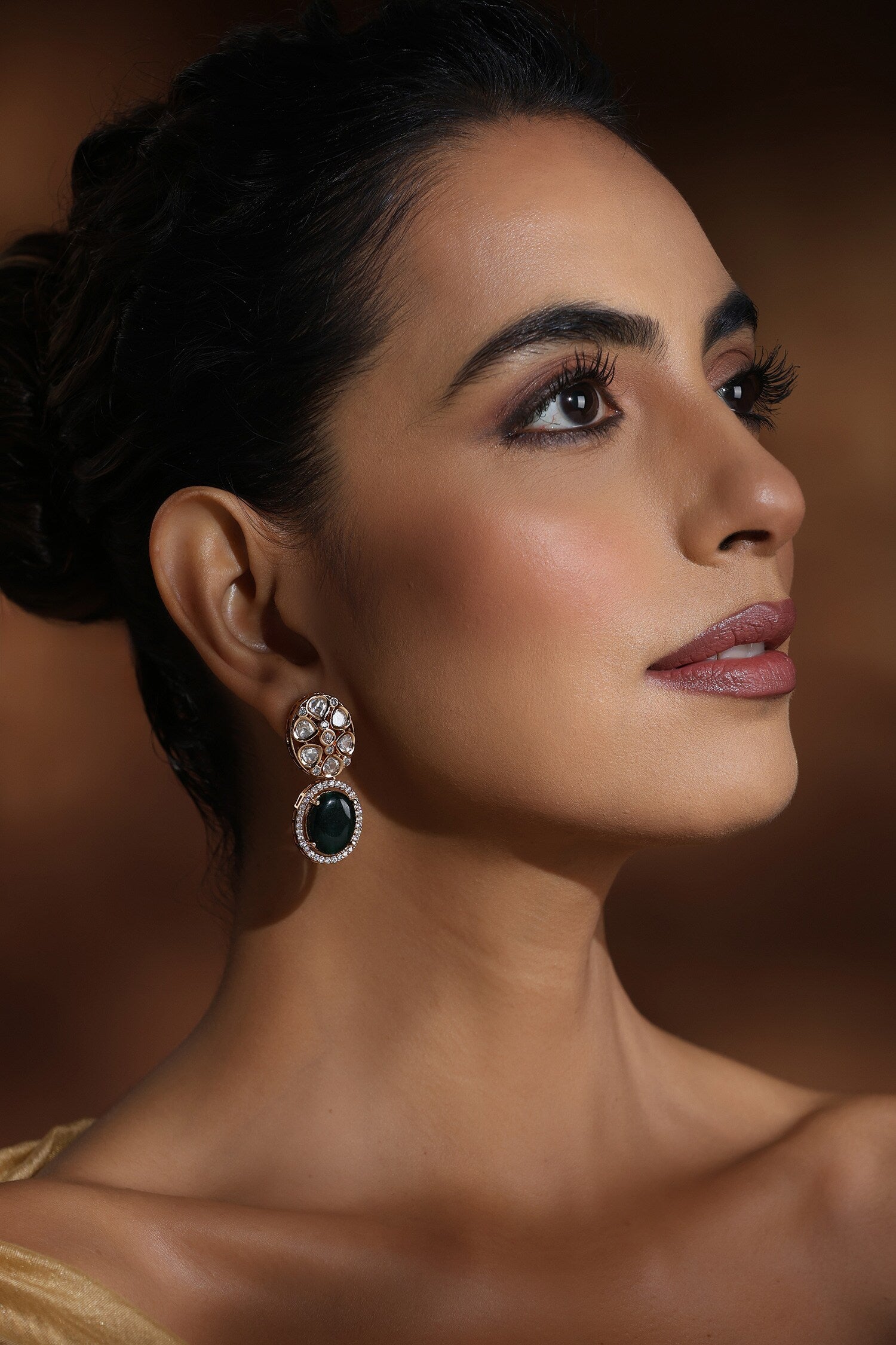 Polki Stone Drop Earrings 
