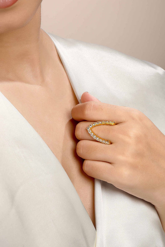 Rhodium Gold Plated Biju Vanki Ring 