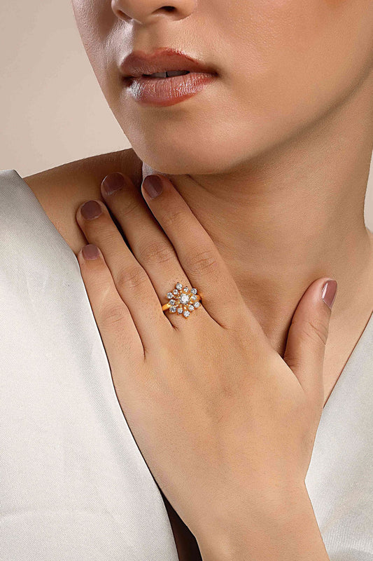 Cubic Zirconia Floral Ring 