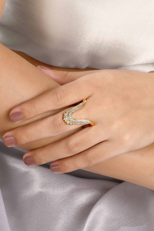 Rhodium Gold Plated Padmini Ring 
