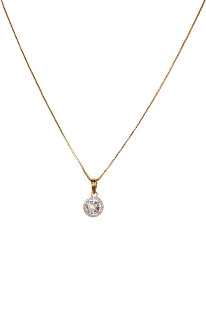 Cubic Zirconia Solitaire Pendant Set 