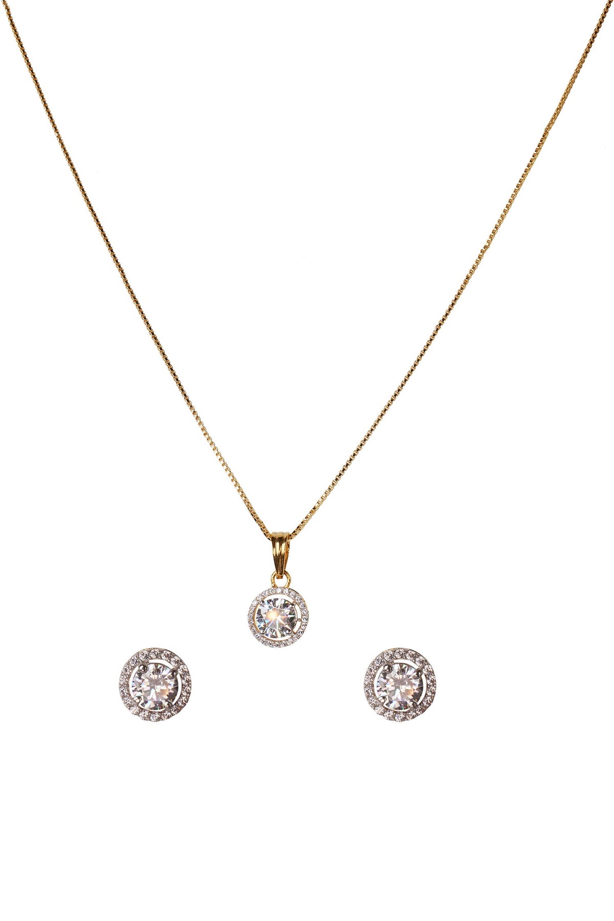Cubic Zirconia Solitaire Pendant Set 