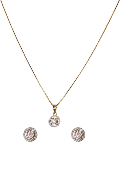 Cubic Zirconia Solitaire Pendant Set 