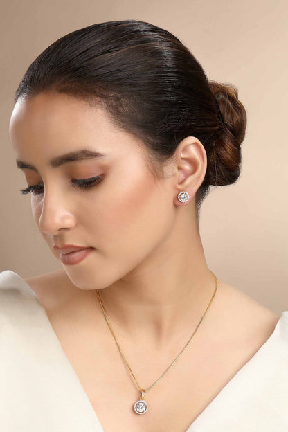 Cubic Zirconia Solitaire Pendant Set 