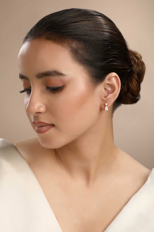 Cubic Zirconia Pebble Stud Earrings 