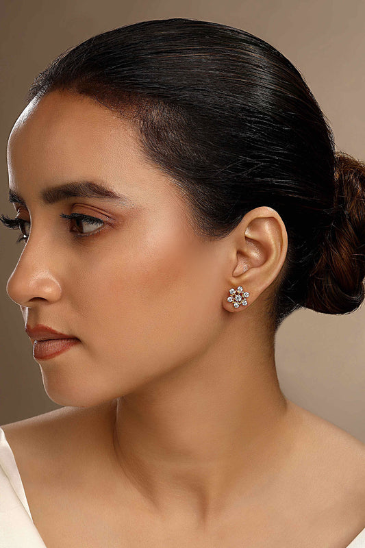 Cubic Zirconia Star Stud Earrings 
