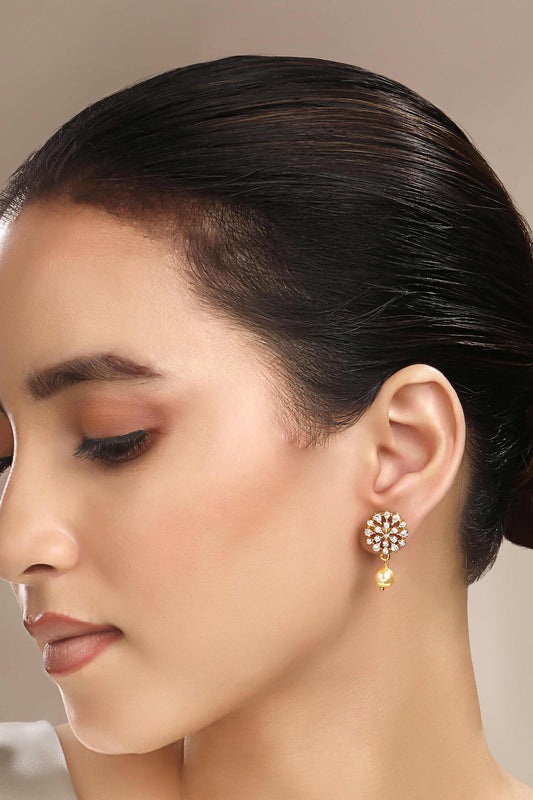 Cubic Zirconia Pearl Drop Earrings 