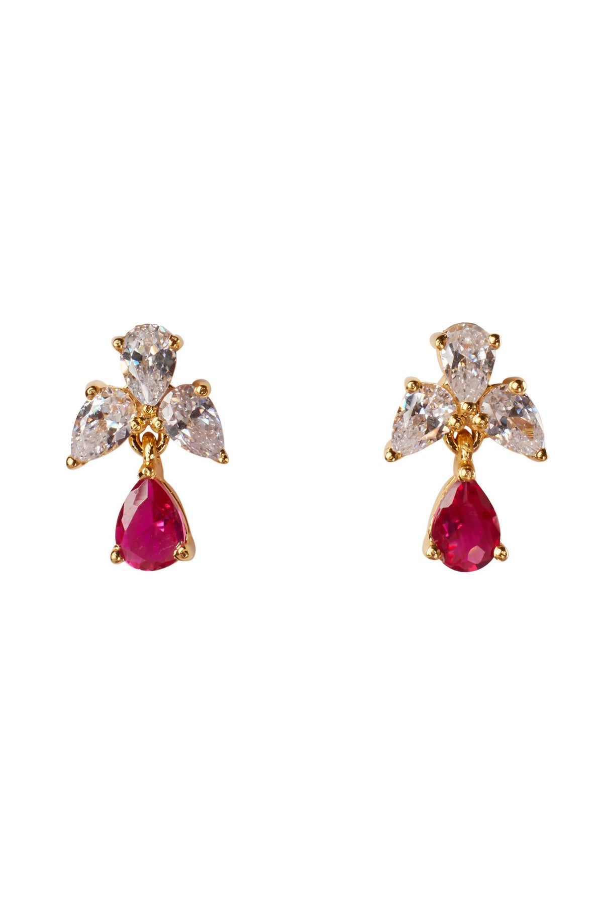 Cubic Zirconia & Pink Stone Danglers 