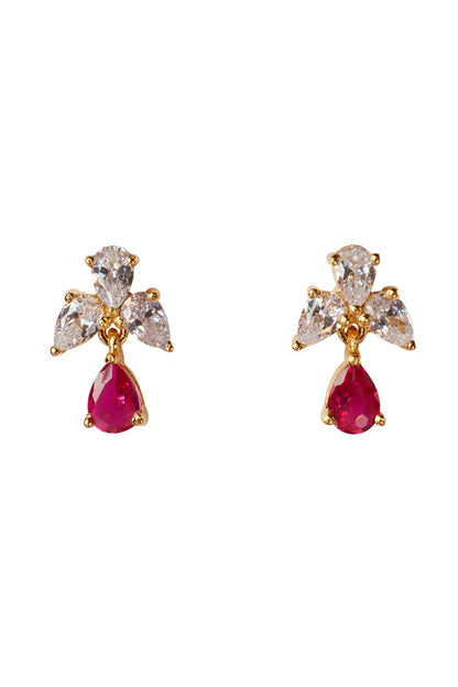 Cubic Zirconia & Pink Stone Danglers 