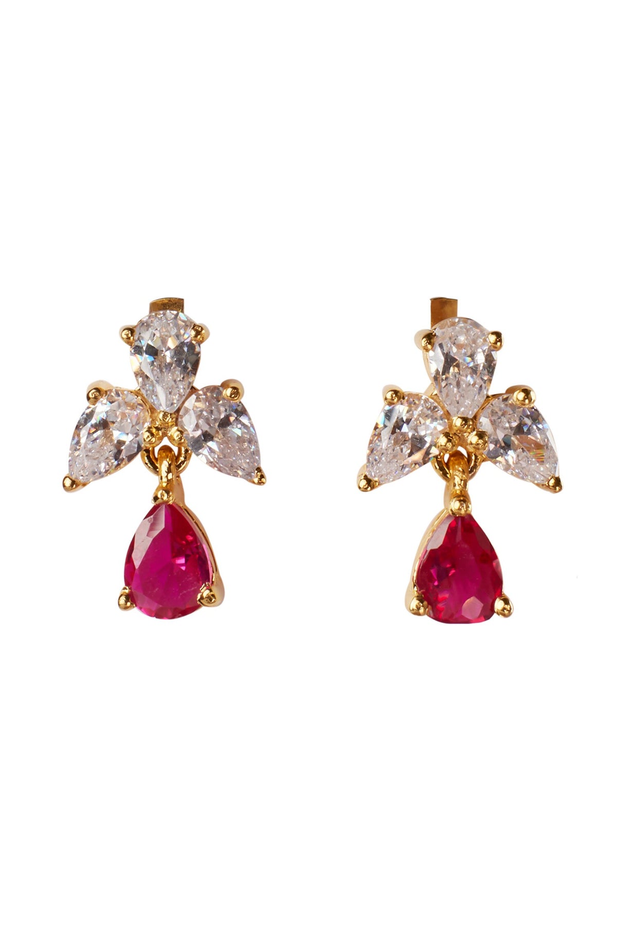 Cubic Zirconia & Pink Stone Danglers 