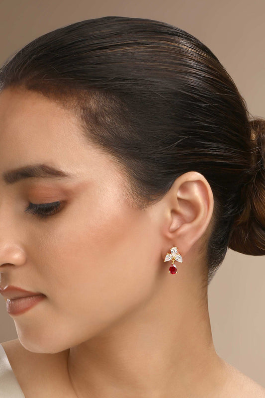 Cubic Zirconia & Pink Stone Danglers 