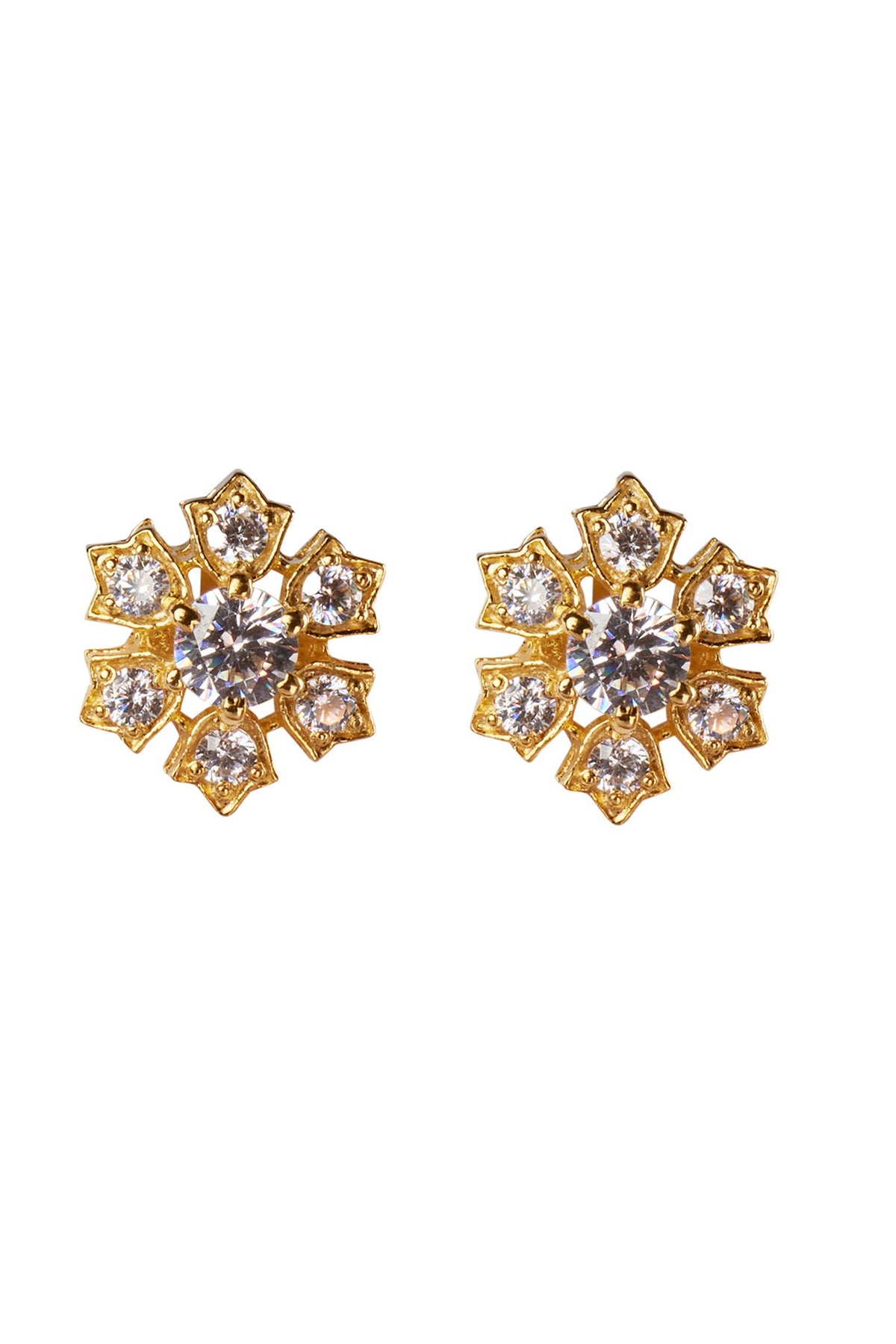 Floral Cubic Zirconia Stud Earrings 