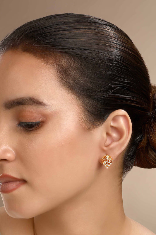 Cubic Zirconia Leaf Shaped Stud Earrings 