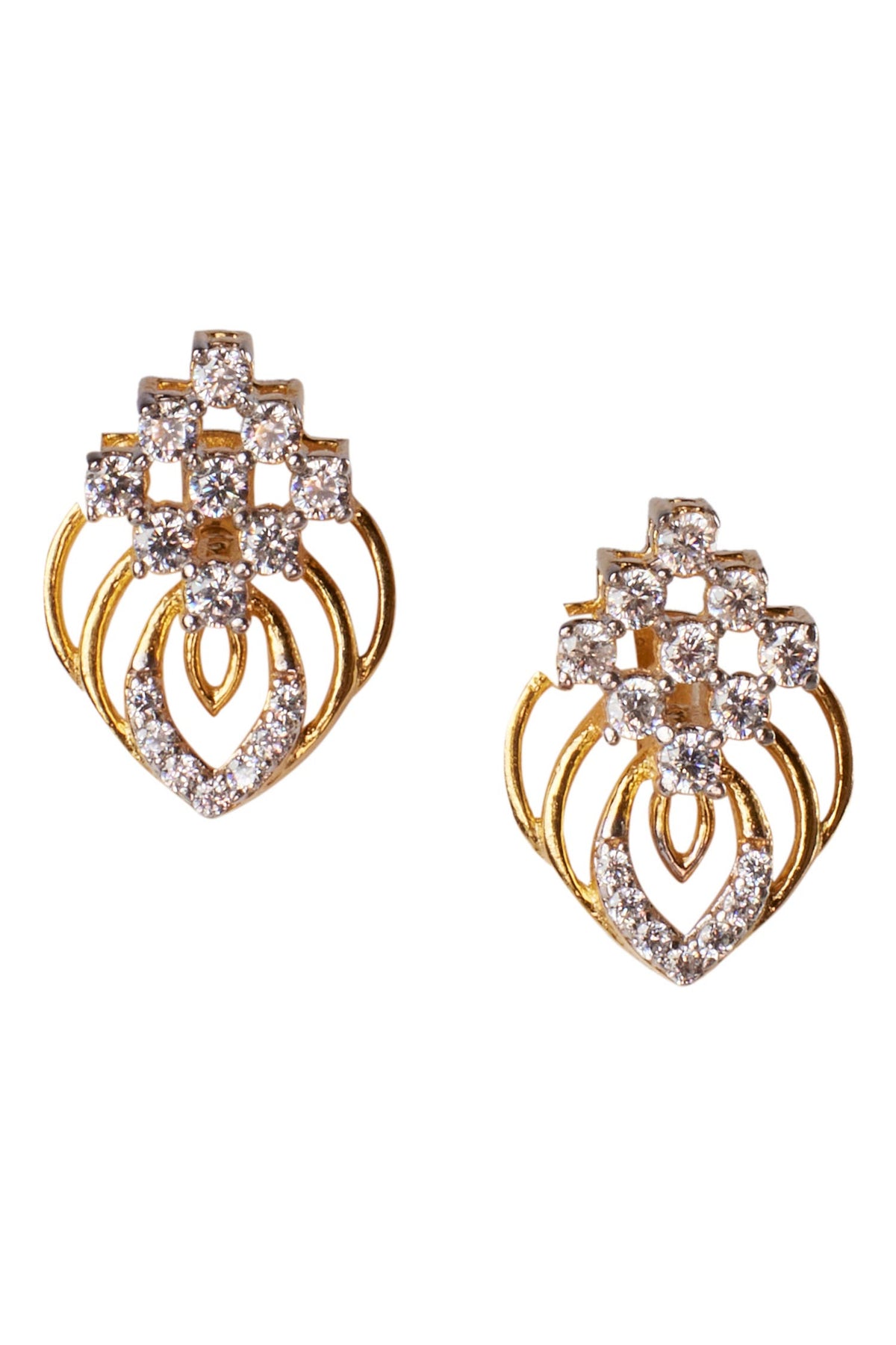 Cubic Zirconia Gold Plated Stud Earrings 