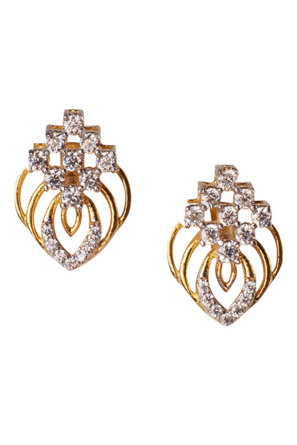 Cubic Zirconia Gold Plated Stud Earrings 