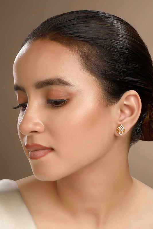 Cubic Zirconia Gold Plated Stud Earrings 