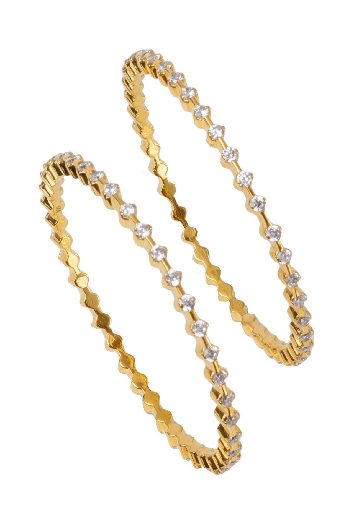 Cubic Zirconia Gold Bangles Set 