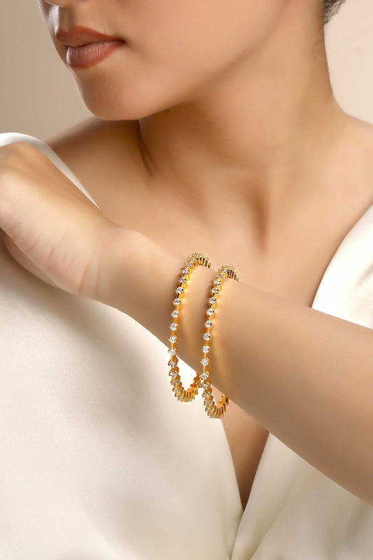 Cubic Zirconia Gold Bangles Set 