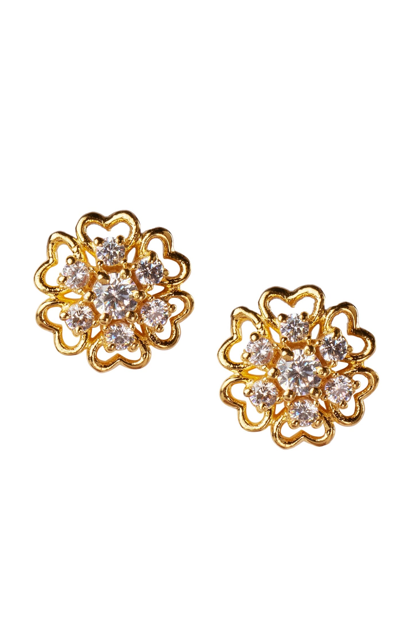 Floral Cubic Zirconia Stud Earrings 
