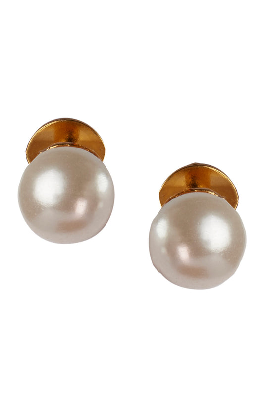 Rhodium Gold Plated Pearl Studs 