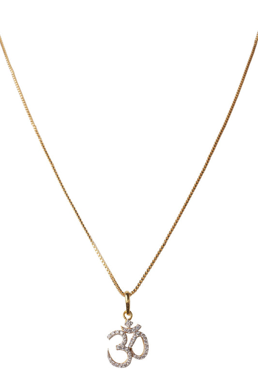 Cubic Zirconia Om Pendant Necklace 