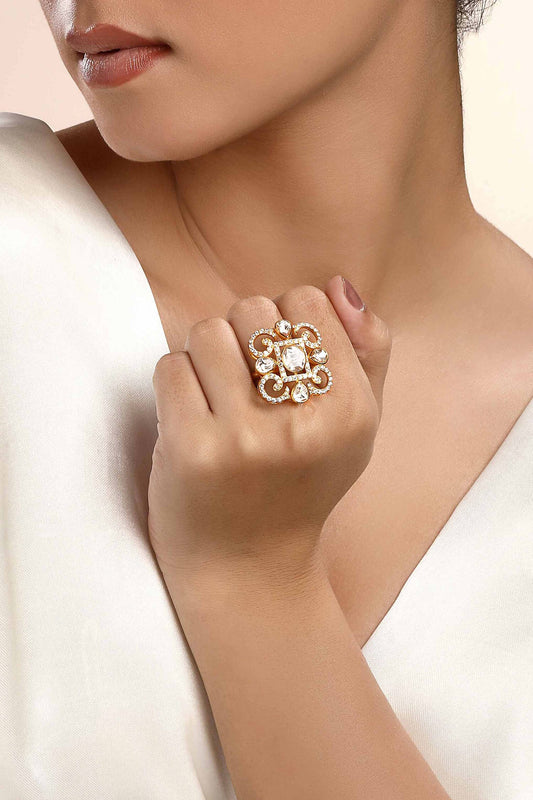 Moissanite Polki Embellished Ring 