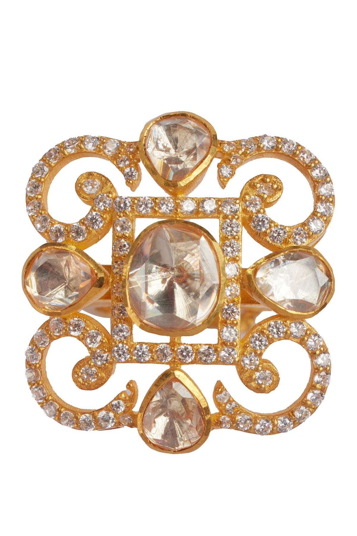 Moissanite Polki Embellished Ring 