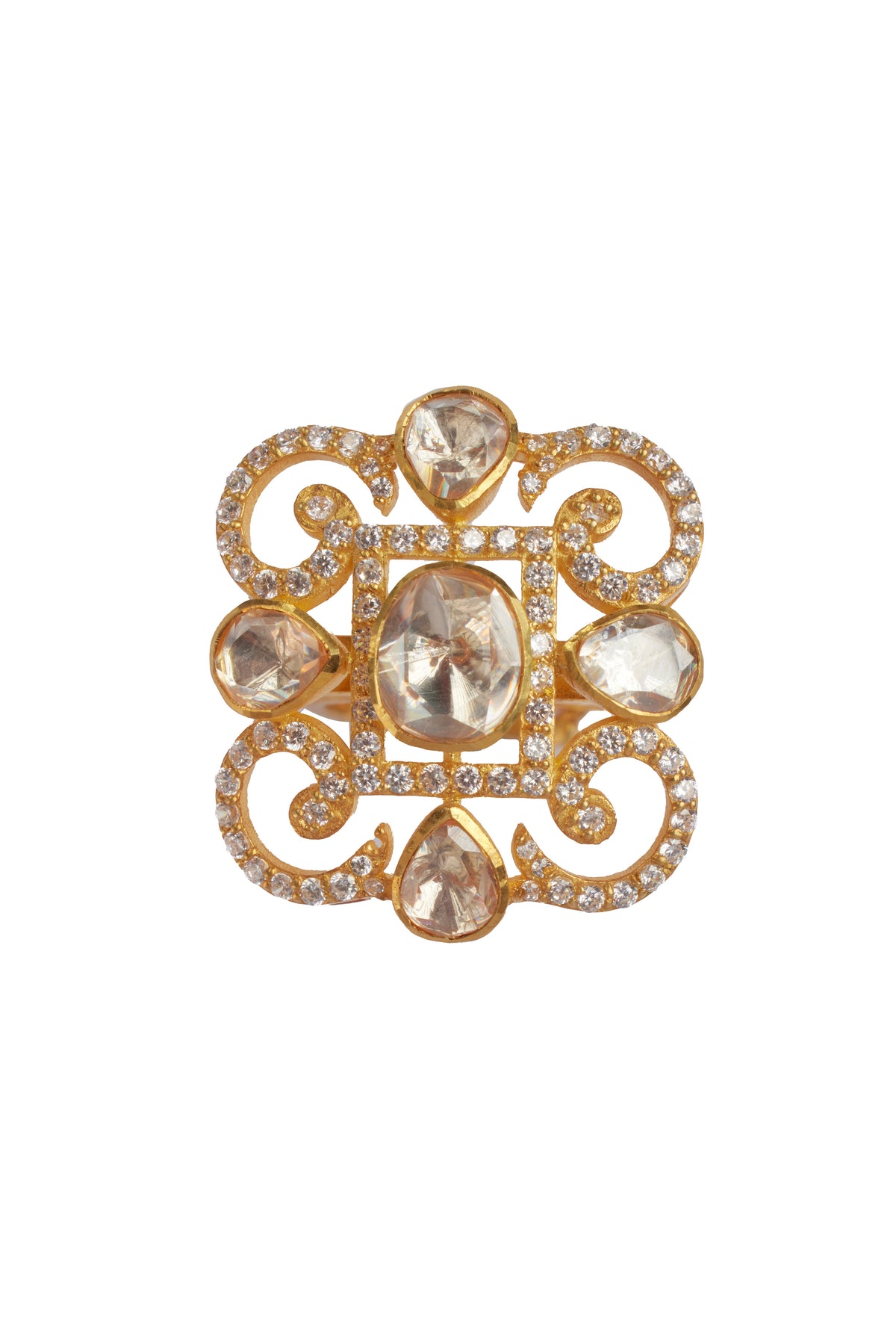 Moissanite Polki Embellished Ring 