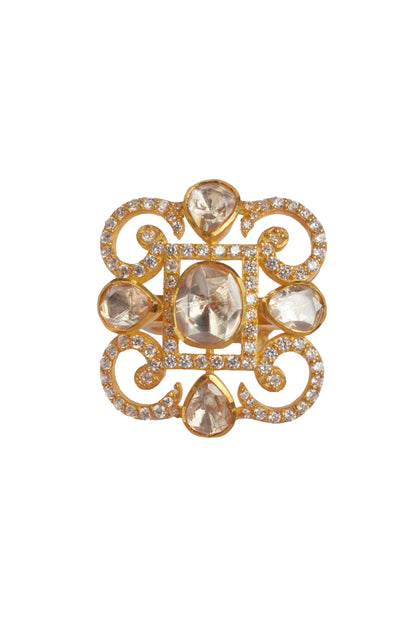 Moissanite Polki Embellished Ring 
