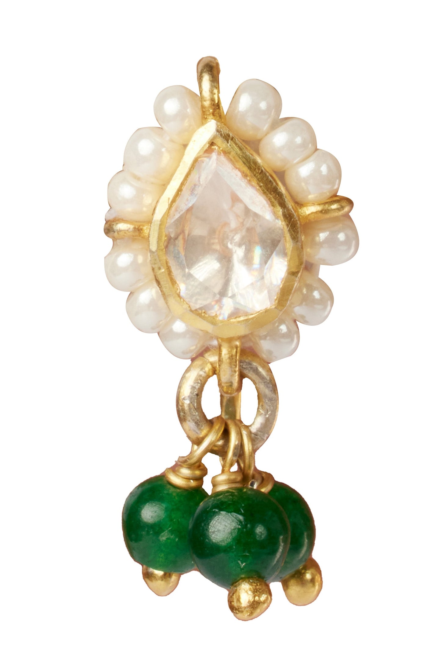 Moissanite Polki Green Stone Nath 