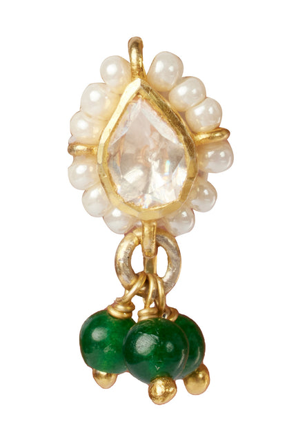 Moissanite Polki Green Stone Nath 