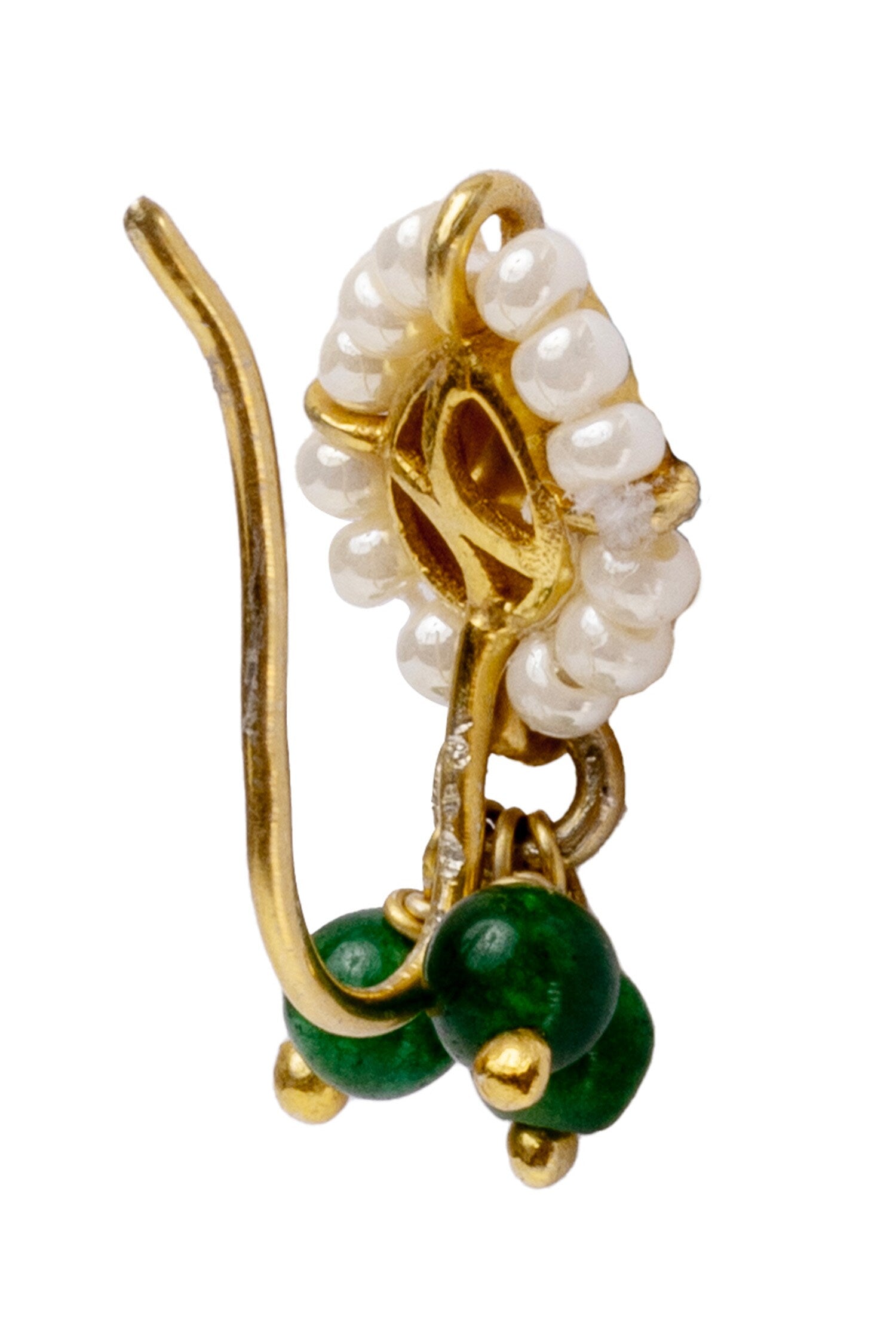Moissanite Polki Green Stone Nath 