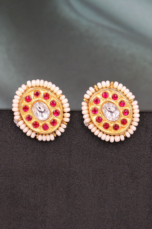 Kundan Stone Embellished Stud Earrings 