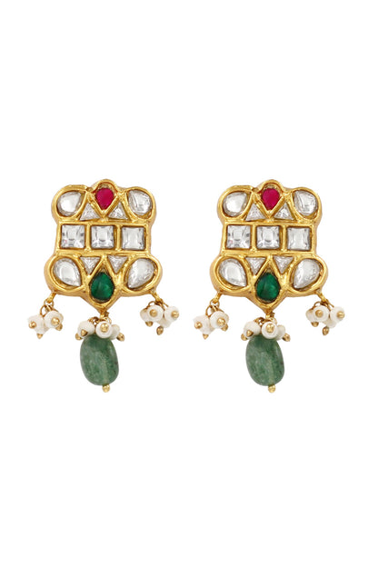 Gold Plated Kundan Stone Earrings 