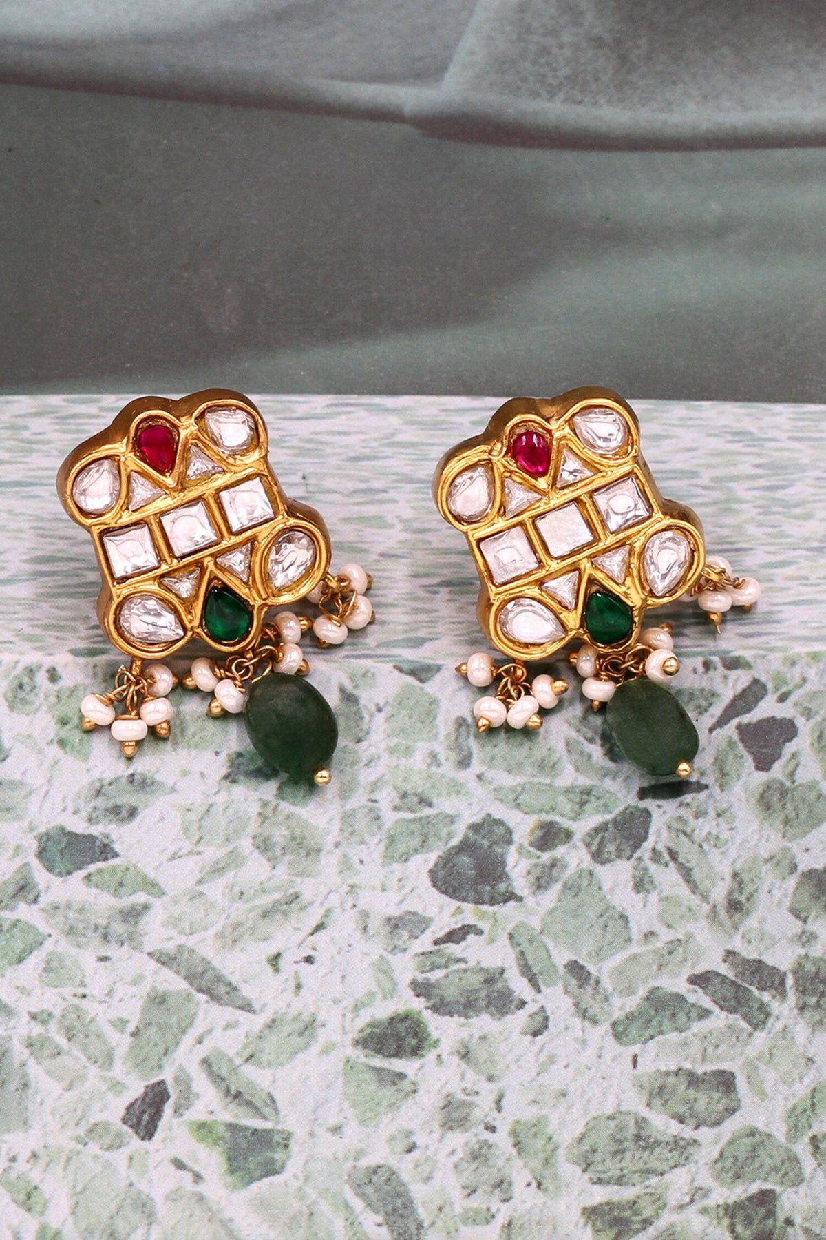 Gold Plated Kundan Stone Earrings 